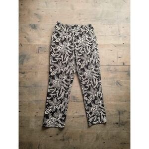 Joseph Ribkoff Black White Floral Pants Women Size 8 Made in Canada Stretch